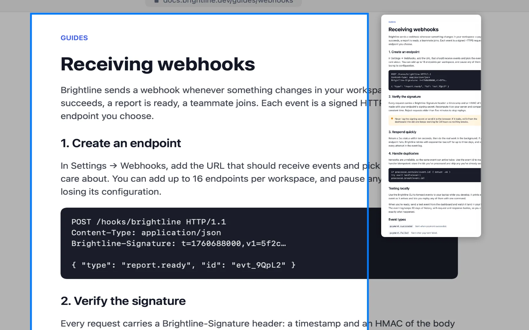 A scrolling capture of a documentation page, with the long image growing beside it
